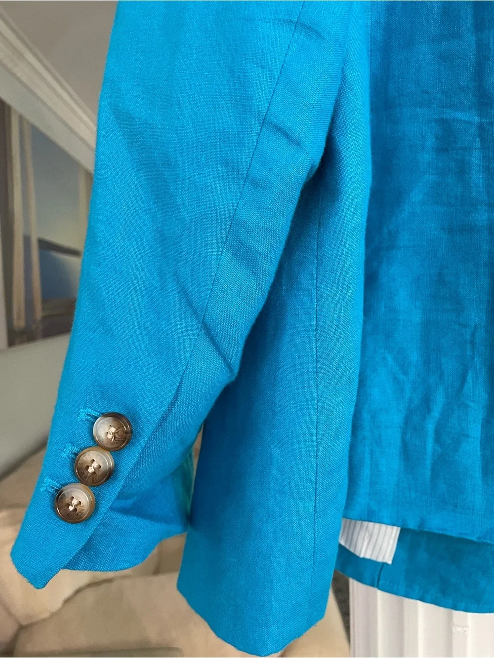 Talbots Bright Turquoise Linen-Blend Blazer women’s size 18W